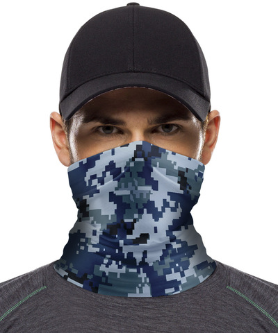 Картинка бандана-труба Skully Wear Tube skull camo Marpat Blue USN - 2