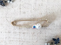 Булавки декоративные с жемчугом и стразами, р. 7х1,5 см