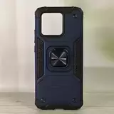 Противоударный чехол Strong Armour Case с кольцом для Poco C40 (Синий)