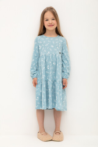 Платье  для девочки  К 5770/голубой,красивые веточки