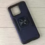 Противоударный чехол Strong Armour Case с кольцом для Poco C40 (Синий)