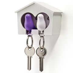 Держатель+брелок для ключей двойной Sparrow белый-фиолетовый Qualy