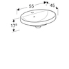 Geberit VariForm Раковина встраиваемая в столешницу овальной формы, 55х45 см, с отв. под смеситель, с отв. перелива