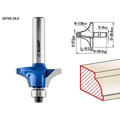 ЗУБР 28.6 x 12.2 мм, радиус 8 мм, фреза кромочная калевочная №1,Профессионал(28700-28.6)