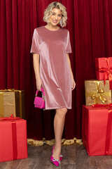 Платье из бархата Нежный цветок (пыльно-розовое) П14658-25М LT Collection