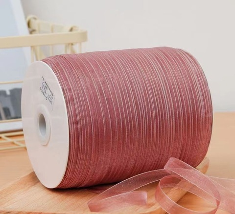 Лента органза на катушке (1,0см*457м), Пыльная Роза, 1 шт.