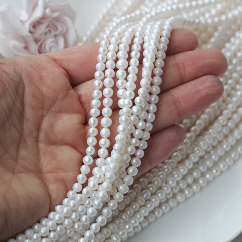 Жемчуг натуральный речной, приплюснутый, 4,5-5 мм, 1 нить, Ж006