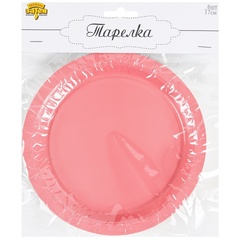 Тарелки однотонные, Розовый, 17 см, 6 шт.