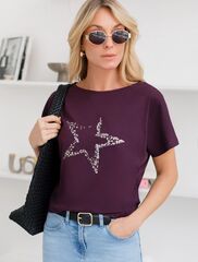 Нарядная футболка с блестящим принтом  D49.133 (131355)