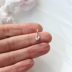 Подвеска Маркиз с персиковым фианитом, 14*5 мм, родий, П408