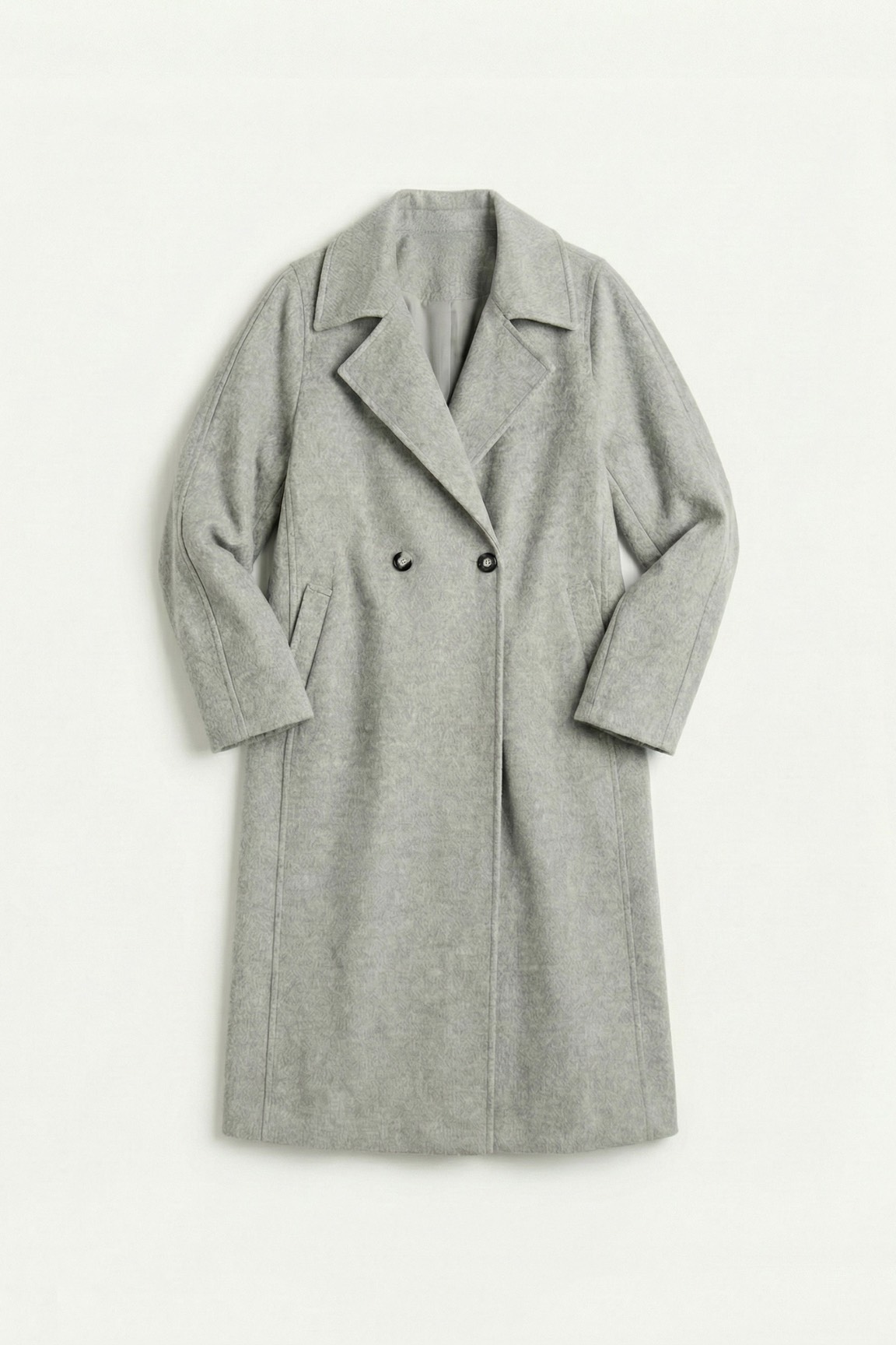 Пальто двубортное с отстрочкой, светло-серый