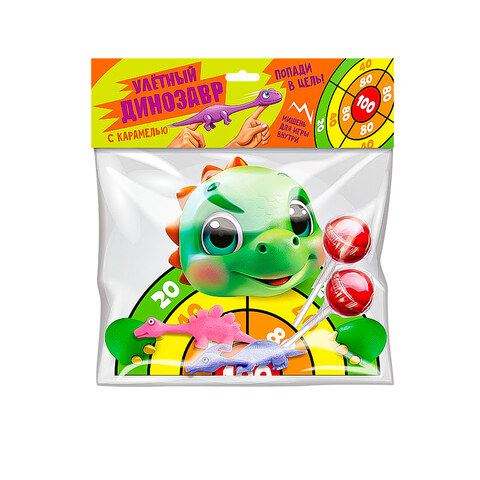 КОНФИТРЕЙД ДИНО ПАРК Карамель на палочке с игрушкой и тиром 1кор*3бл*10шт, 22 гр