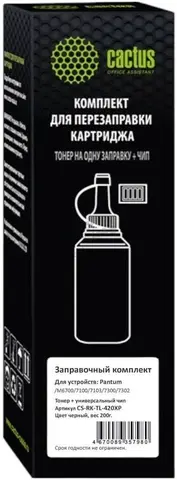 Тонер Cactus CS-RK-TL-420XP черный флакон 200гр. (в компл.:чип) для принтера Pantum M6700D, M6700DW, M6703DW, M6800FDW, M7100DN, M7100DW, M7102DN, M7103DN, M7300FDN, M7300FDW, M7302FDN, M7302FDW