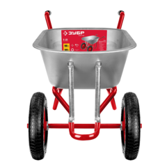 ЗУБР Т-21, 90 л, 180 кг, двухколесная, пневматические колеса, садово-строительная тачка (39952)