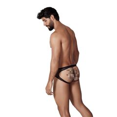 Черные трусы-джоки с ажурными вставками Urge Jockstrap - 