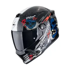 Мотошлем Scorpion EXO Covert-FX Skullz, чёрный/синий/красный