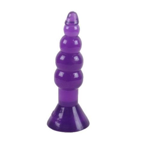 Фиолетовая анальная пробка-елочка с присоской - 18 см. - Baile BI-017005-0603