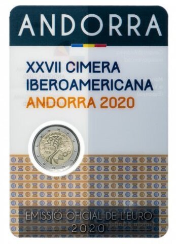 2 евро "XXVII Иберо-американский саммит в Андорре-2020", в блистере. Андорра. 2020 год