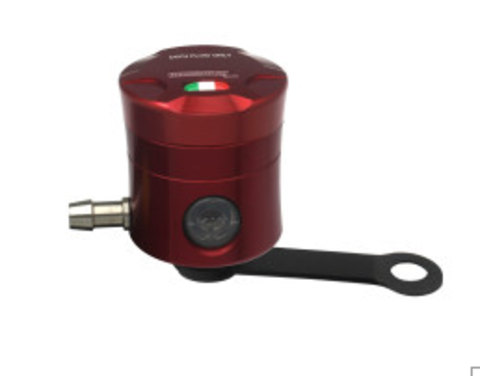 Бачок тормозной жидкости фрезерованный 15 см3 Accossato, красный/красный, горизонтальный штуцер