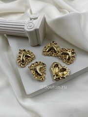 Пуговица золотистая в форме воздушного сердца