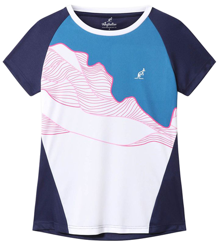 Женская теннисная футболка Australian Ace T-Shirt With Print In Front - blue cosmo
