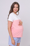 Футболка для беременных и кормящих 11775 коралл полоска