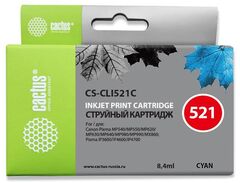 Картридж струйный Cactus CS-CLI521C голубой (9мл) для Canon MP540, MP550, MP620, MP630, MP640, MP660