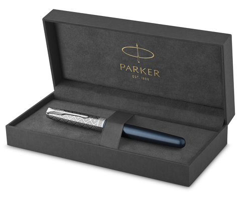 Ручка перьевая Parker Sonnet Premium 2021, F537, Metal & Blue Lacquer CT (2119743)