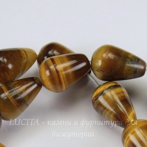 Бусина Тигровый глаз, капля, 12х8 мм, нить