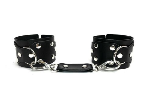 Черные кожаные наручники Sex Game - БДСМ Арсенал 6001ars