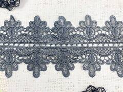Кружево плетёное, ш. 9,5 см, тёмно-серый