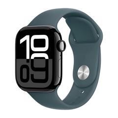 Умные часы Apple Watch Series 10 GPS, 42mm, Jet Black Aluminium Case with Sport Band S/M, Lake Green (Черный)