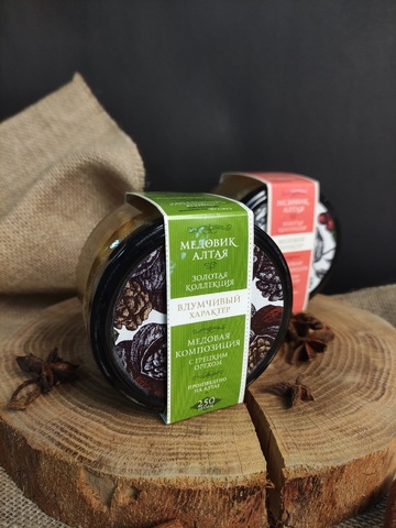 Мёд алтайский с грецким орехом "Вдумчивый характер", 250 гр