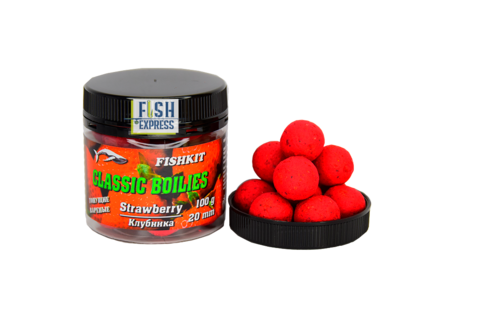 Бойлы FISHKIT Classic вареные тонущие 20мм 100гр. Клубника