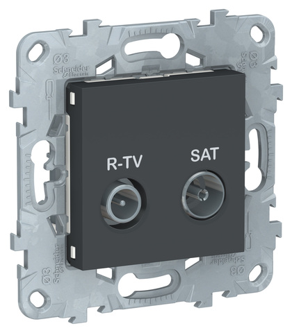 Розетка спутниковая R-TV/SAT, оконечная. Цвет Антрацит. Schneider Electric Unica New. NU545554