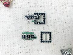 Застежка-клипса со стразами, р. 3,5х2,9 см, чёрный