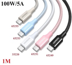 Кабель  UGREEN L502 (65253) USB-C to USB-C PD Fast Charging Braided Cable 5A Max, 1м, голубой