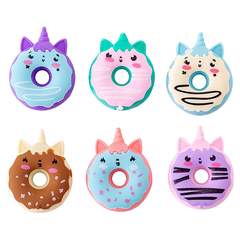
          Набор ластиков разборных 3 штуки, в виде пончиков-котиков, Qihao, фигурки из 3-х частей, школьные стерки для детей