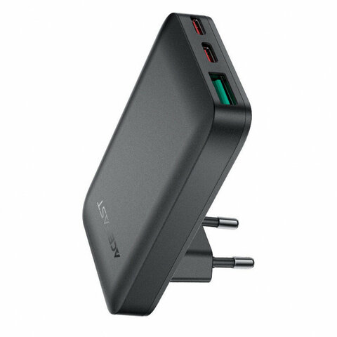 Зарядное устройство ACEFAST A100 PD65 W Gan 2 USBC/1 USB-A Ultra-Thin Charger EU, черный