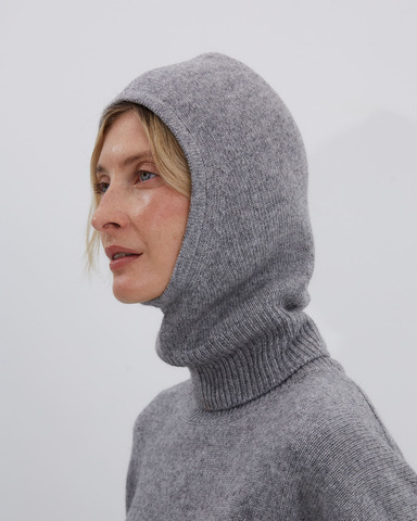 Капор из смесового кашемира светло-серый