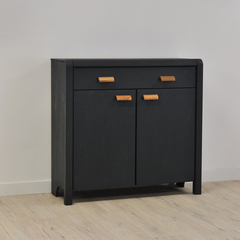 Комод Мадейра из массива сосны с дубовыми ручками, серый