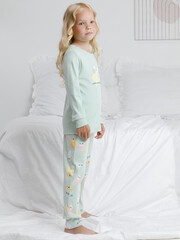пижама  для девочки  К 1541/дымчатый нефрит,цв.попугайчики
