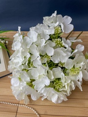 Гортензия искусственная, букет 7 веток - 7 голов, цвет белый, 37 см, набор 2 букета