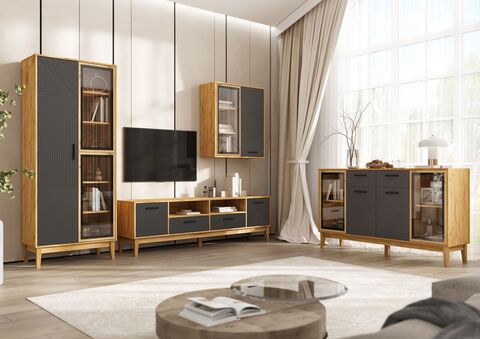 Гостиная Флэш №3 (AGT) Браш Графит, Дуб Крафт