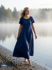 Акулина. Платье льняное женское с вышивкой на спинке PL-422618