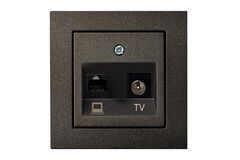 Розетка Телевизионная и Компьютерная (TV+Rj45) Антрацит LIREGUS EPSILON