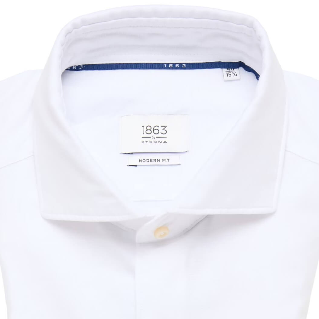 Сорочка мужская 1863 by Eterna Modern Fit 2355-XS82-00 из хлопка со льном белая