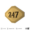 Номерок на дверь квартиры 247, для кабинета, офиса, шильдик 9 х 7 см, золотистый, Айдентика Технолоджи