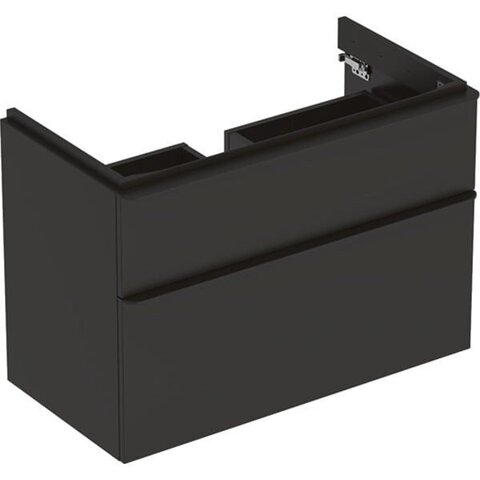 Шкафчик для раковины Geberit Smyle Square, с двумя выдвижными ящиками: B=88.4см, H=61.7см, T=47см, Темно-серый / Матовое покрытие