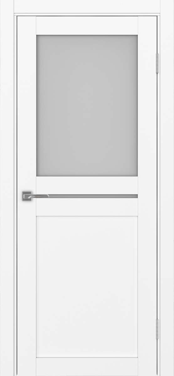 Дверь межкомнатная Оптима Порте Турин 520.221, цвет белый снежный, экошпон, стекло мателюкс